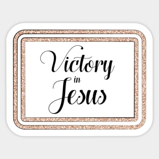 Copy of Victory in Jesus black and white with digital glitter frame Sticker